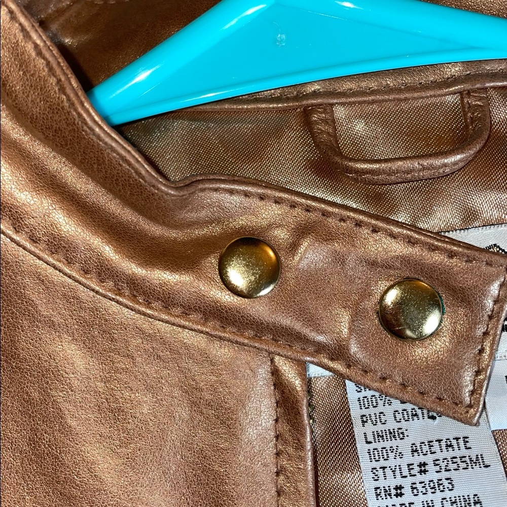 Aria Bronze Moto PU Leather Jacket Medium - Picture 5 of 12